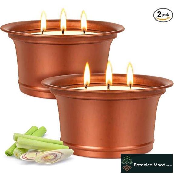 Citronella Candles Outdoor 2-Pack Long-Burning Lemongrass