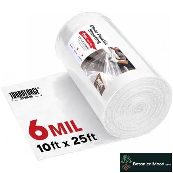 Clear Plastic Sheeting Roll 10' x 25' Waterproof & Heavy Duty