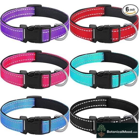 Reflective Padded Nylon Dog Collar (6 Pack)