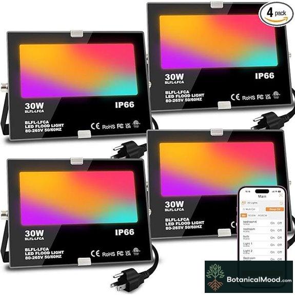 LED Flood Light 30W RGB Landscape Lighting (4 Pack)