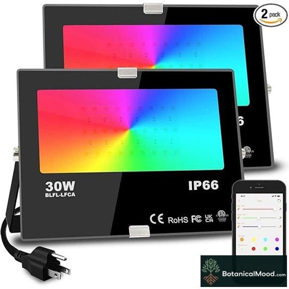 RGBW LED Flood Lights (2 Pack) 300W Equivalent