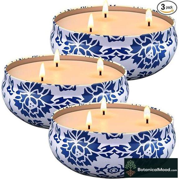 Citronella Candles Set of 3 13.5 oz Light Blue