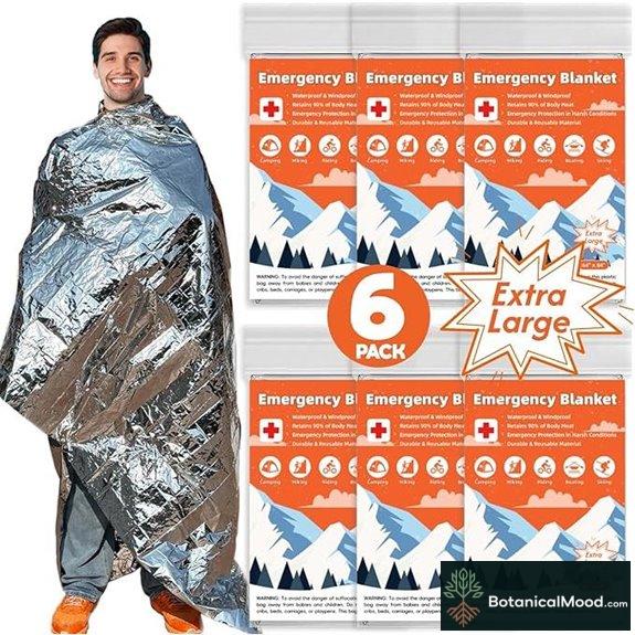 6 Pack Emergency Mylar Survival Blankets