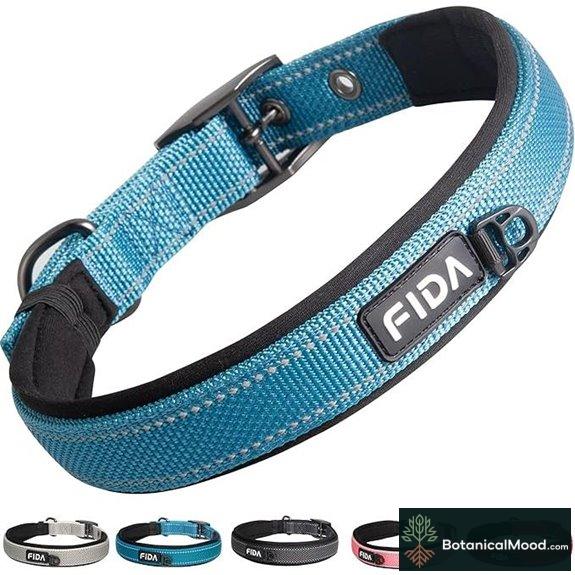 Fida Heavy Duty Padded Reflective Dog Collar (Small)