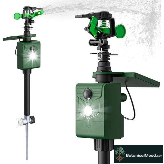 Solar Motion-Activated Animal Repeller with Water Sprinkler