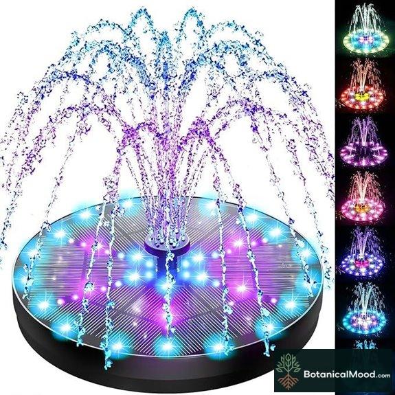 SZMP Solar Water Fountain with LED Lights and Nozzles