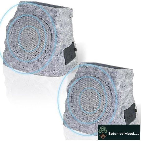 2-Pack Solar Rock Speakers with Lights and USB Recharge