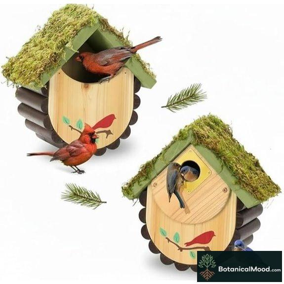 Bluebird & Cardinal Cedar Birdhouse (Wall Mount)