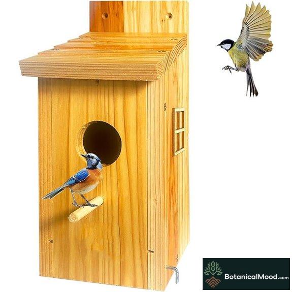 Wood Bird House for Outdoors Waterproof Cedar Shelter