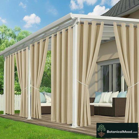 Outdoor Waterproof Patio Curtains 6 Panels Cream