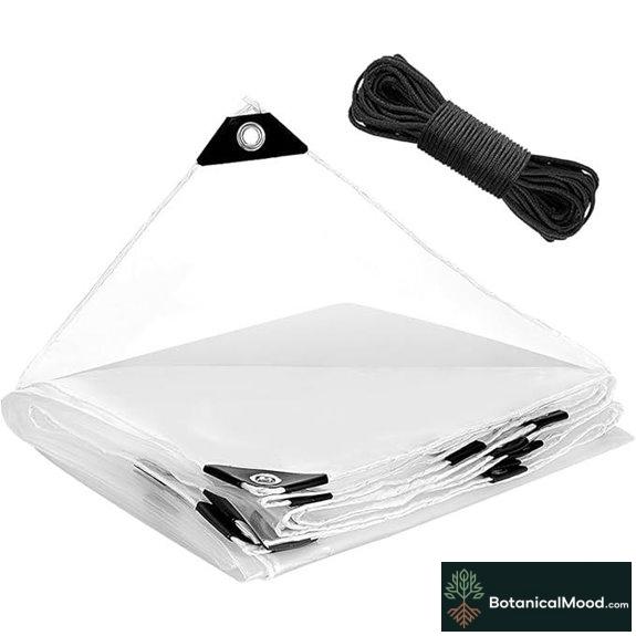 6.6×13 ft Clear Waterproof Tarp with Grommets