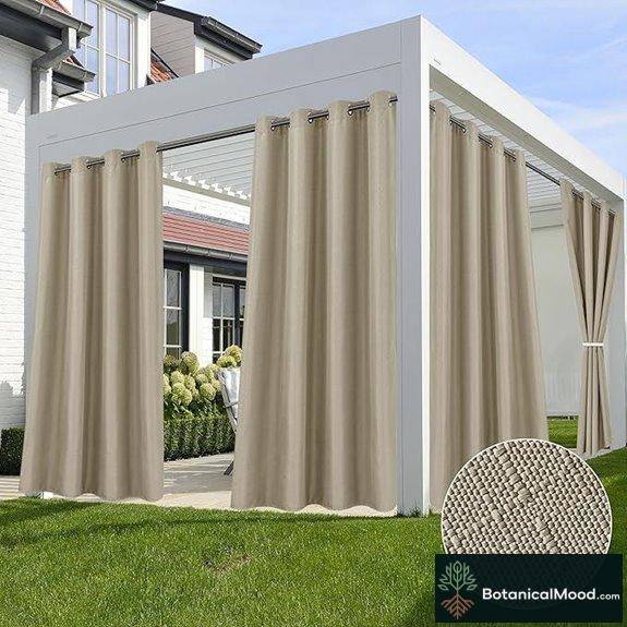 Outdoor Waterproof Patio Curtains 4-Pack Taupe