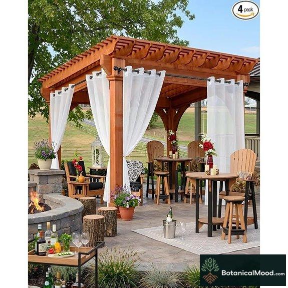 HolidayIdeas White Outdoor Sheer Curtains (4 Panels)