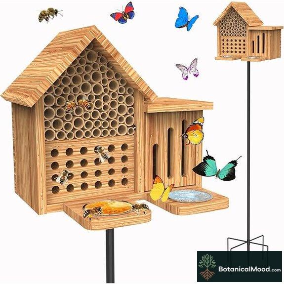 Mason Bee & Butterfly House with Feeders (Wooden)